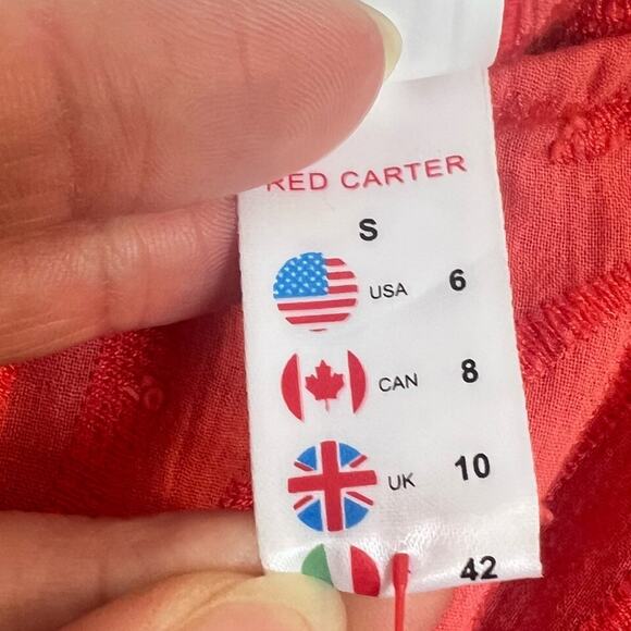 Red Carter Julia One Shoulder Maxi Dress sz S 6 Red Cotton Gauze Cover Up Zebra - Picture 11 of 12